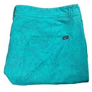 Nike‎ Dri-FIT Golf Performance Shorts Turquoise Green Topographic Print Mens 38